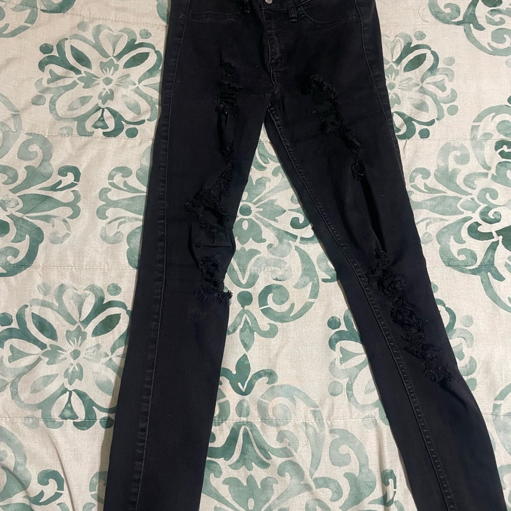 Hollister Super Skinny W29 Black Distressed Skinny Jeans